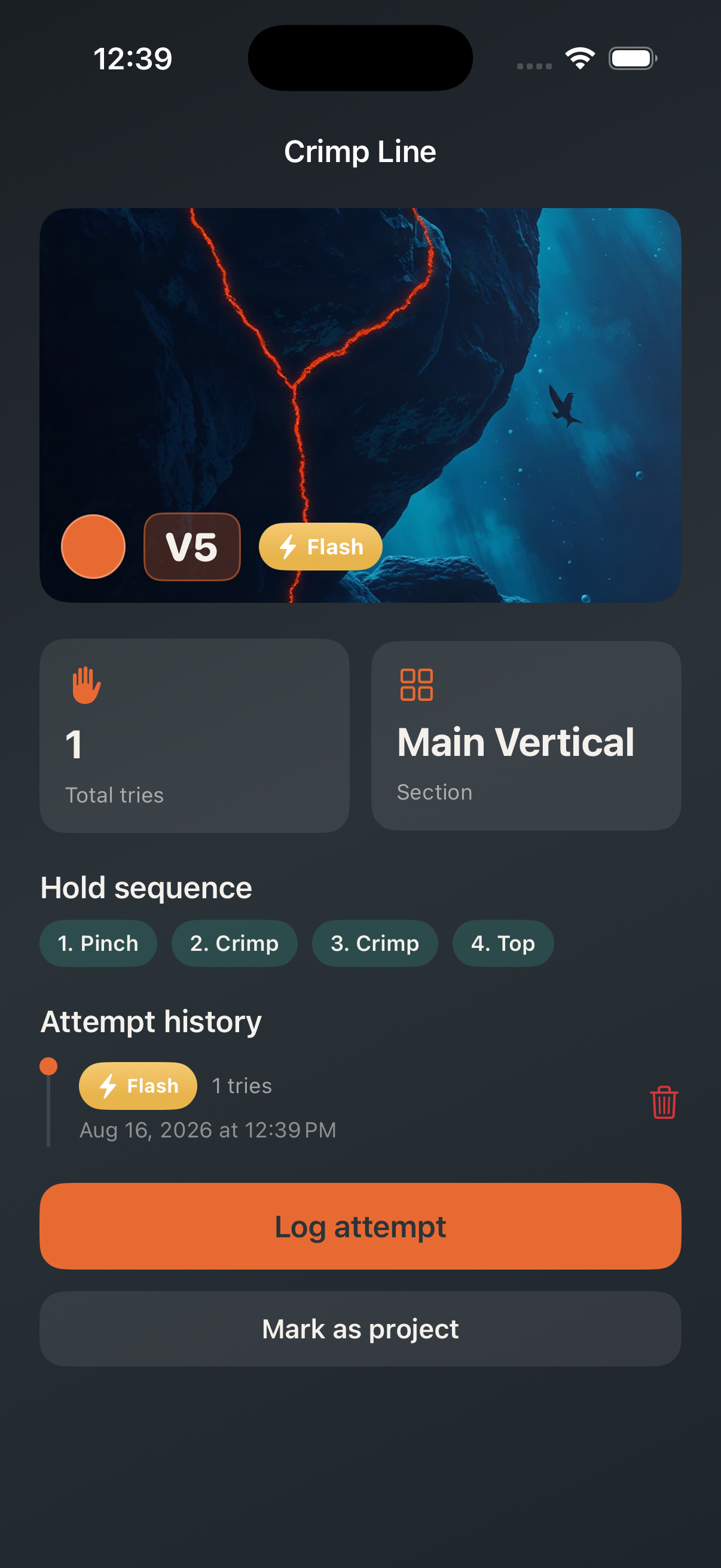 Route detail with send history